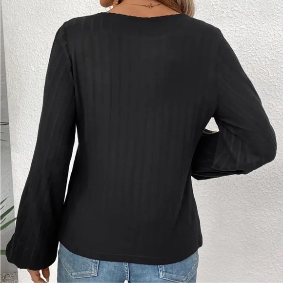 Chic Black Blouse with Colorful Embroidered Sleeves - Picture 3 of 5